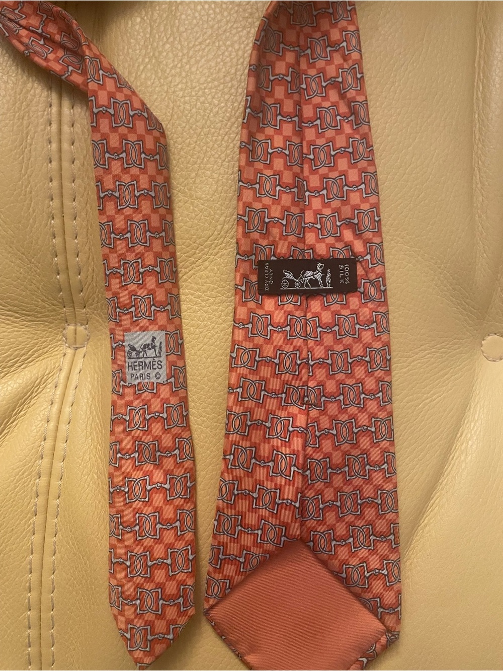 Hermes Orange Equestrian Link Silk Tie